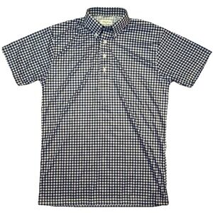 Collars & Co Men's‎ Small Check Collared Short Sleeve 1/4 Button Polo Blue White